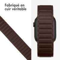 Accezz Bracelet en cuir véritable magnétique Apple Watch | 38/40/41/42 mm - Chocolate Brown
