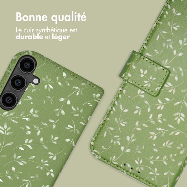 imoshion Étui de télephone portefeuille Design Samsung Galaxy S23 FE - Green Flowers