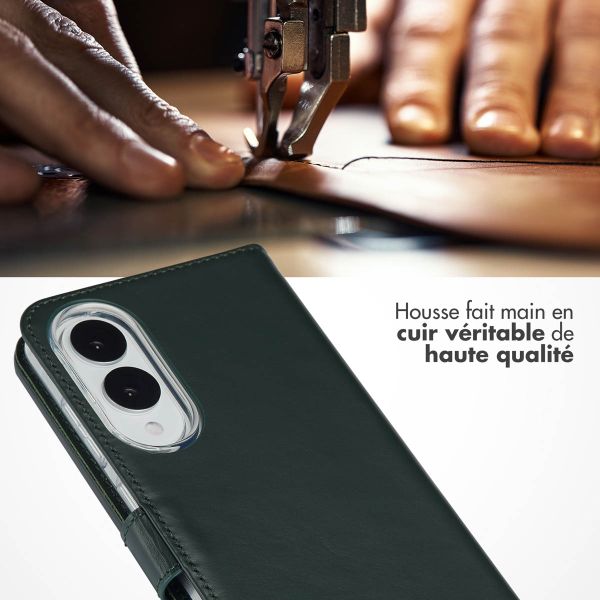 Selencia Étui portefeuille en cuir véritable Samsung Galaxy S25 Edge - Vert