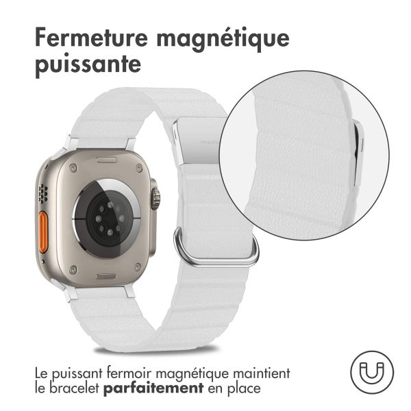 imoshion Bracelet en cuir magnétique Apple Watch | 44/45/46/49 mm - Blanc