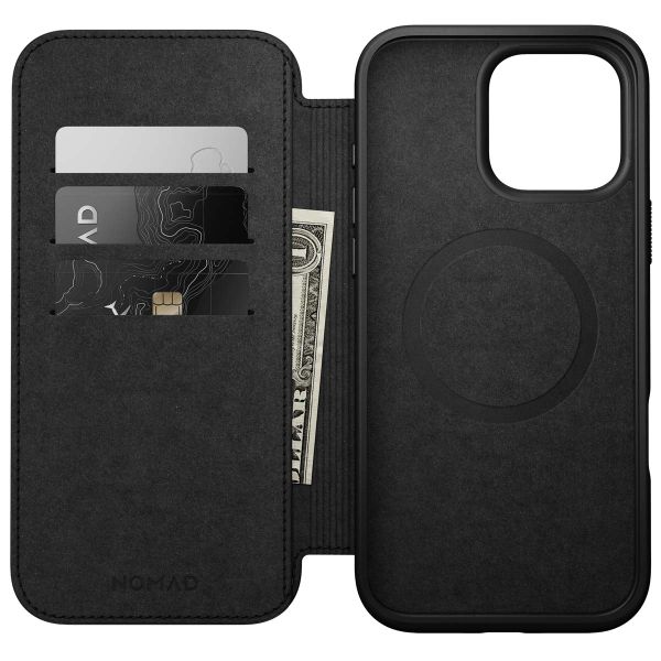 Nomad Étui de télephone portefeuille Modern Leather Folio Apple iPhone 16 Pro Max - Noir