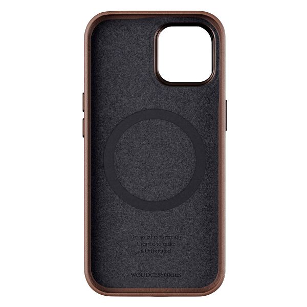 Woodcessories Coque Bio Leather MagSafe Apple iPhone 15 - Marron