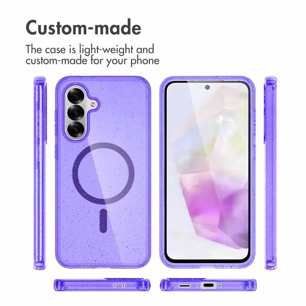 imoshion Coque Pailletée avec MagSafe Samsung Galaxy A56 - Paillettes Violet