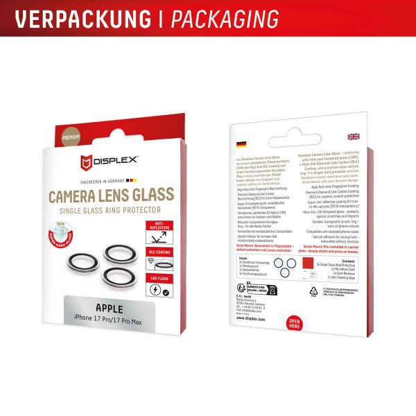 Displex CamGlass Single Protection d'objectif de caméra Apple iPhone 17 Pro / 17 Pro Max
