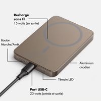 Selencia Powerbank Vivid 5 000 mAh - MagSafe et Qi - Desert Gold / Check This Olive