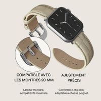 Burga Bracelet en cuir véritable  - Apple Watch | 44/45/46/49 mm / Connexion universelle 20 mm - Buttermelt / Silver