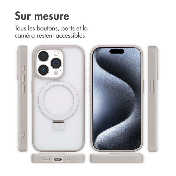 Accezz Coque Ring Stand avec MagSafe Apple iPhone 15 Pro - Gris