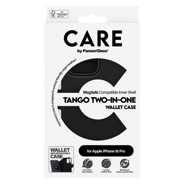 CARE by PanzerGlass Étui de télephone portefeuille Tango 2 en 1 avec MagSafe Apple iPhone 16 Pro - Black