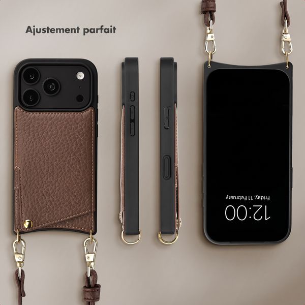 Selencia Coque de télephone Nova avec cordon et porte-cartes Apple iPhone 18 Pro / 17 Pro - Mocha Brown