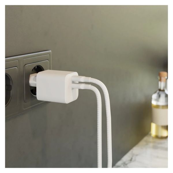 Zens Chargeur compact 2x USB-C 100W - Adaptateur secteur - Blanc