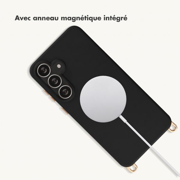 Selencia Coque arrière Rivièra avec MagSafe avec crochets amovibles Samsung Galaxy S25 FE - Velvet Black