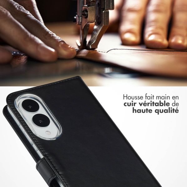Selencia Étui portefeuille en cuir véritable Samsung Galaxy S25 Edge - Noir