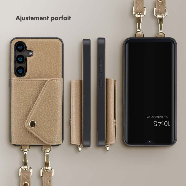 Selencia Coque de télephone Sera avec cordon et porte-cartes enveloppe Samsung Galaxy S24 - Taupe