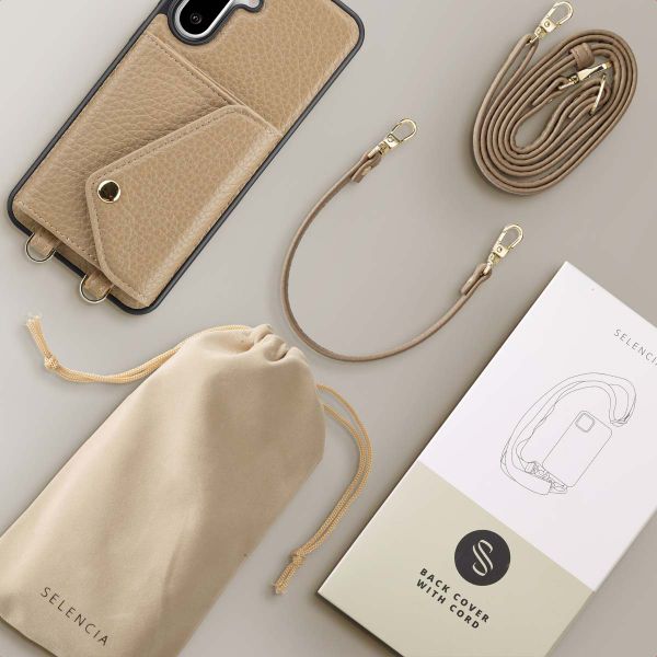 Selencia Coque de télephone Sera avec cordon et porte-cartes enveloppe Samsung Galaxy A36 / A56 - Taupe