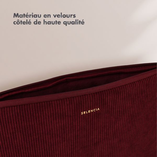 Selencia Pochette ordinateur Corduroy 13-14 pouces - Deep Burgundy