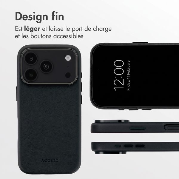 Accezz Coque arrière en cuir avec MagSafe Apple iPhone 18 Pro Max / 17 Pro Max - Onyx Black