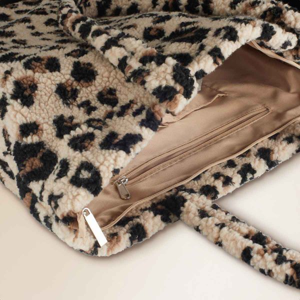 Selencia Sac Fourre-tout Zaya - Teddy Sac Ordinateur 16 pouces - Léopard