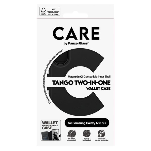 CARE by PanzerGlass Étui de télephone portefeuille Tango 2 en 1 avec MagSafe Samsung Galaxy A36 - Black