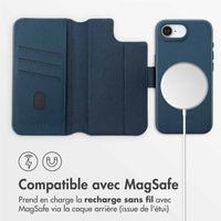 Accezz Étui de télephone portefeuille en cuir 2-en-1 avec MagSafe Apple iPhone 17e / 16e - Nightfall Blue