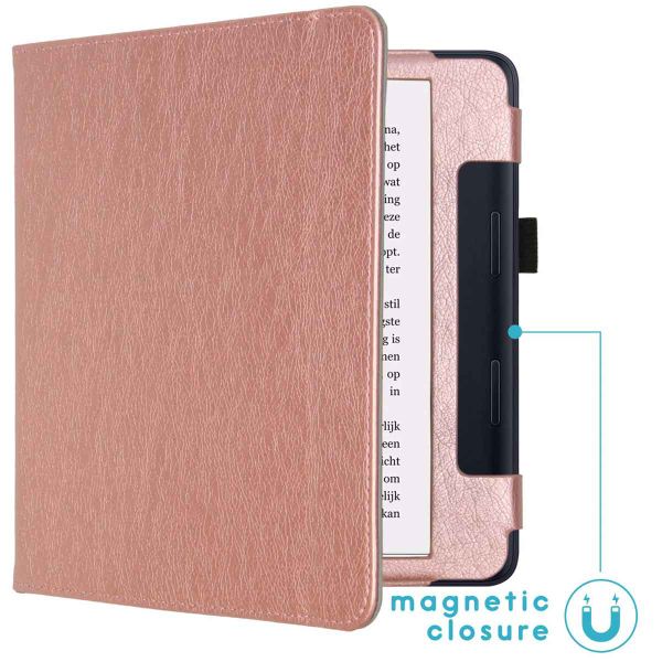 imoshion Étui de liseuse portefeuille en cuir végan Kobo Sage / Tolino Epos 3 - Rose Doré