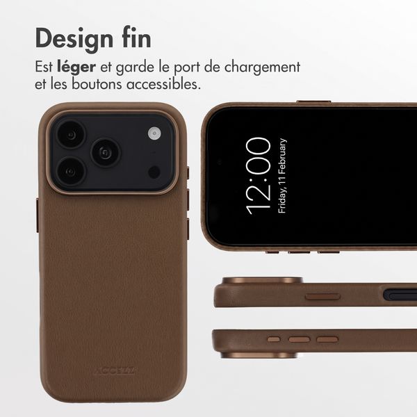 Accezz Coque arrière en cuir avec MagSafe Apple iPhone 18 Pro Max / 17 Pro Max - Marron café