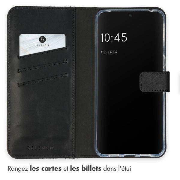 Selencia Étui portefeuille en cuir véritable Google Pixel 8 Pro - Noir