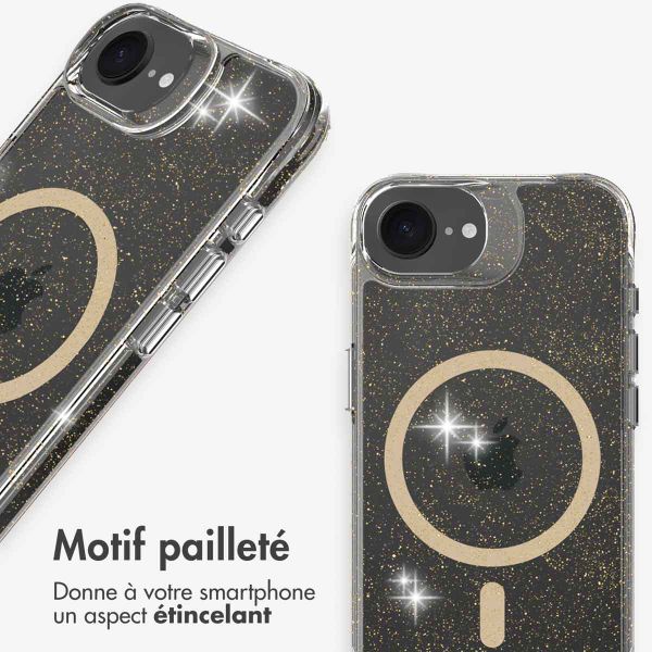 imoshion Coque arrière transparente Pailletée avec MagSafe Apple iPhone 17e / 16e - Doré