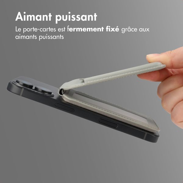 Accezz Portefeuille en cuir magnétique avec support - Compatible avec Apple Find My - Light Grey
