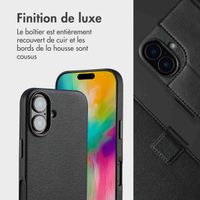 Accezz Étui de télephone portefeuille en cuir 2-en-1 avec MagSafe Apple iPhone 16 - Onyx Black