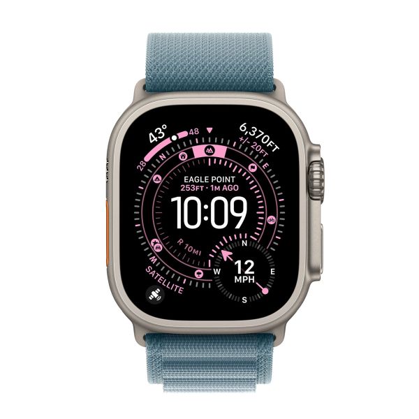 Apple Bracelet Alpine Loop Apple Watch | 44/45/46/49 mm - Taille S - Light Blue / Natural Titanium