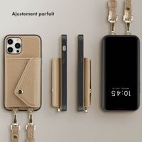 Selencia Coque de télephone Sera avec cordon et porte-cartes enveloppe Apple iPhone 12 (Pro) - Taupe
