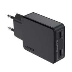 Accezz Chargeur GaN Ultra Slim - 2x USB-C - 65 W - Noir