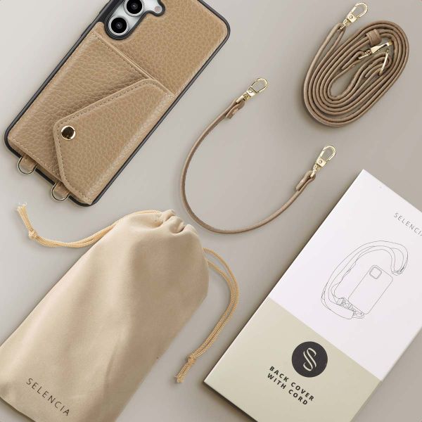 Selencia Coque de télephone Sera avec cordon et porte-cartes enveloppe Samsung Galaxy S24 FE - Taupe