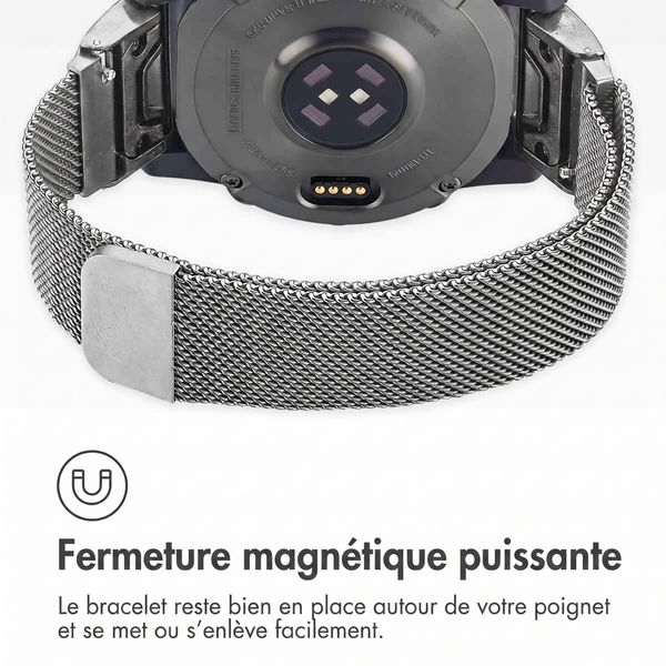 imoshion Bracelet QuickFit® Milanais  - Connexion Garmin 20 mm - Taille L/XL - Argent