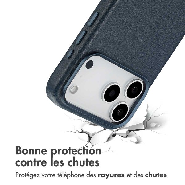 Accezz Coque arrière en cuir avec MagSafe Apple iPhone 17 Pro Max - Nightfall Blue