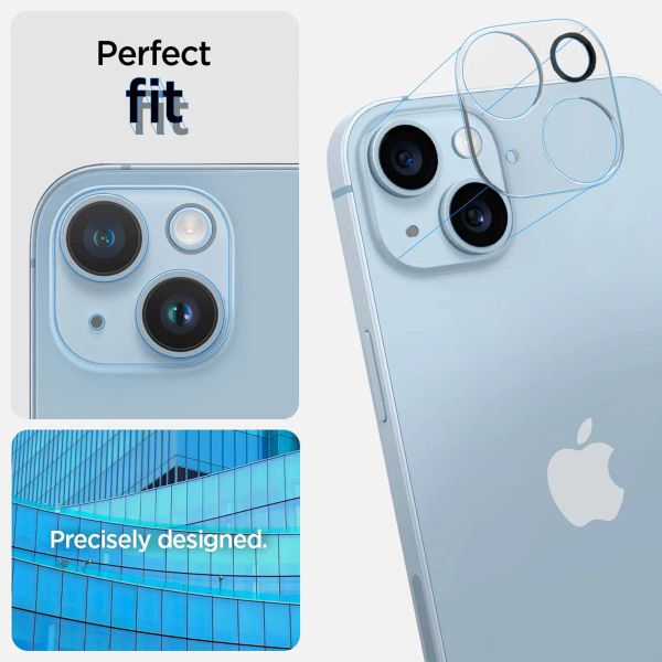 Spigen Optik Lens Protector - Protection complète de la caméra (lot de 2) Apple iPhone 14 / 14 Plus - Crystal Clear