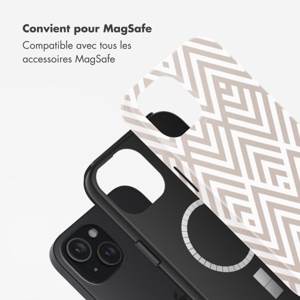 Selencia Coque arrière Vivid avec MagSafe Apple iPhone 15 - Beige Zigzag