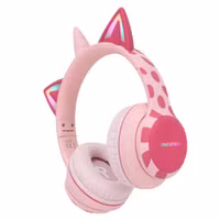 imoshion Casque sans fil pour enfants Unicorn LED Light - Limiteur de décibels - Avec câble AUX - Pink / Hot Pink