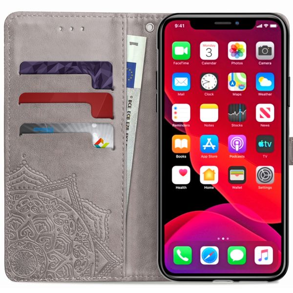 Etui de télephone portefeuille Mandala Apple iPhone 11 - Gris