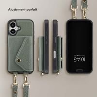 Selencia Coque de télephone Sera avec cordon et porte-cartes enveloppe Apple iPhone 16 - Sage Green