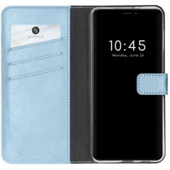 Selencia Étui portefeuille en cuir véritable Apple iPhone 13 Mini - Air Blue