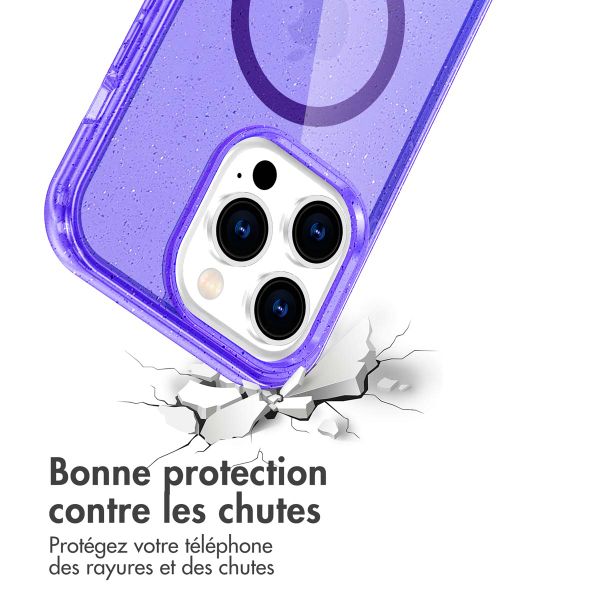 imoshion Coque Pailletée avec MagSafe Apple iPhone 14 Pro - Paillettes Violet