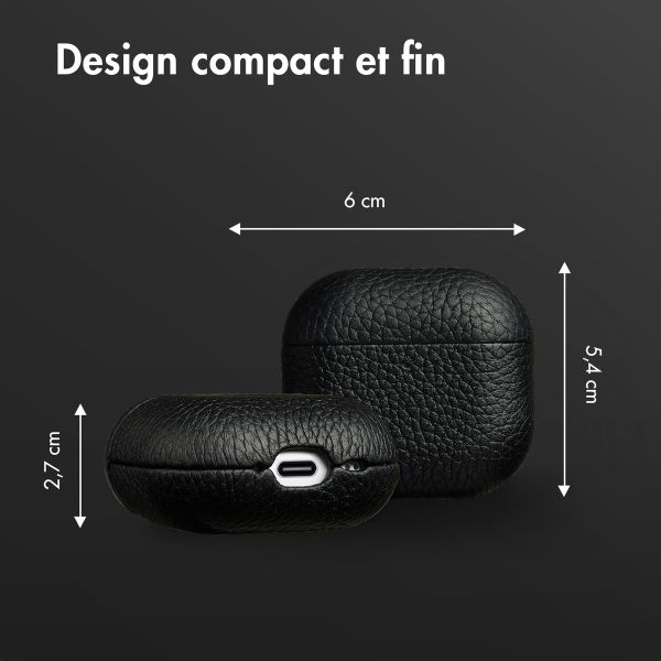 Accezz Coque en cuir véritable  Apple Airpods 4 - Noir