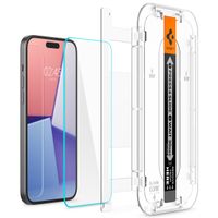 Spigen Protection d'écran en verre trempé GLAStR Fit 2 Paquets + Applicator Apple iPhone 16 / 15