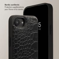 Selencia Coque de télephone Nova Croco avec cordon et porte-cartes Apple iPhone 17e / 16e - Noir