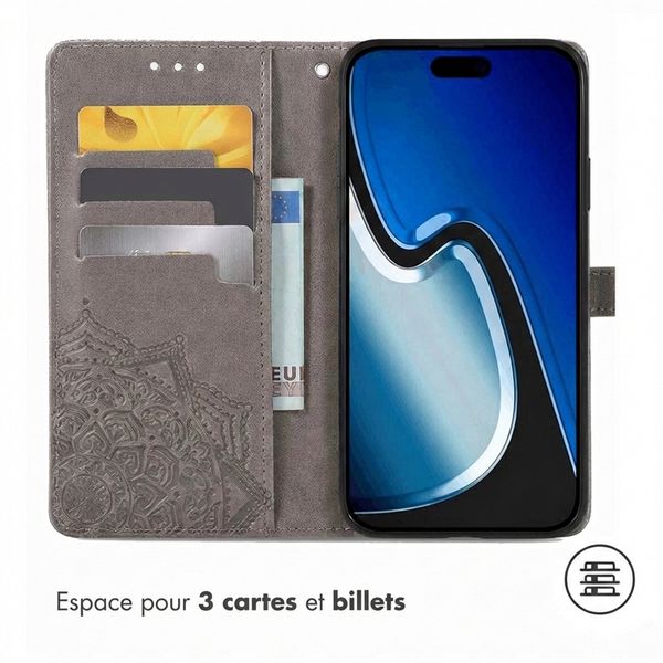 imoshion Etui de télephone Mandala Apple iPhone 15 - Gris