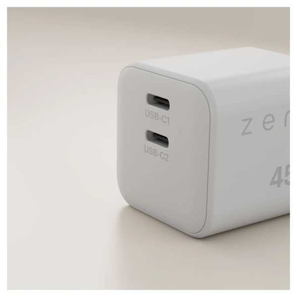 Zens Chargeur compact 2x USB-C 45W - Adaptateur secteur - Blanc
