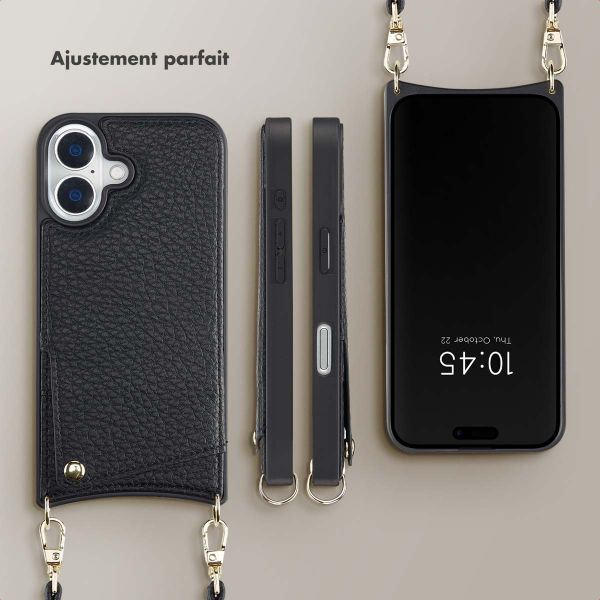 Selencia Coque de télephone Nova avec cordon et porte-cartes Apple iPhone 16 - Noir