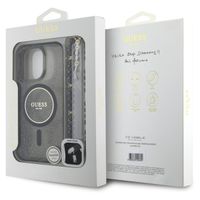 Guess MagSafe IML Glitter Case avec beads strap Apple iPhone 16 Pro Max - Noir