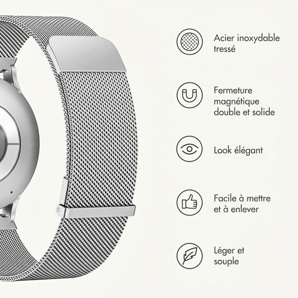 imoshion Bracelet magnétique milanais  - Connexion universelle 20 mm - Argent